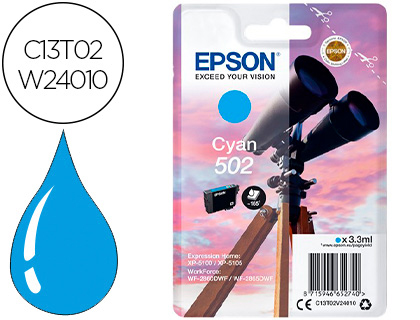 EPSON - Ink-jet 502 xl expression home xp 5100 / 5105 workforce wf 2860 / 2860dwf cian 470 paginas (Ref. C13T02W24010)