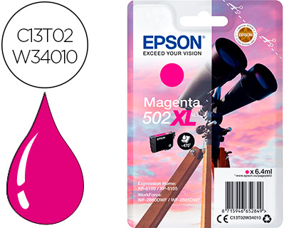 EPSON - Ink-jet 502 xl expression home xp 5100 / 5105 workforce wf 2860 / 2860dwf magenta 470 paginas (Ref. C13T02W34010)