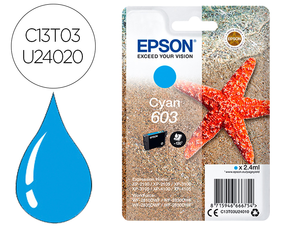EPSON - Ink-jet cian std estrella de mar 1 603 rf / am single (Ref. C13T03U24020)