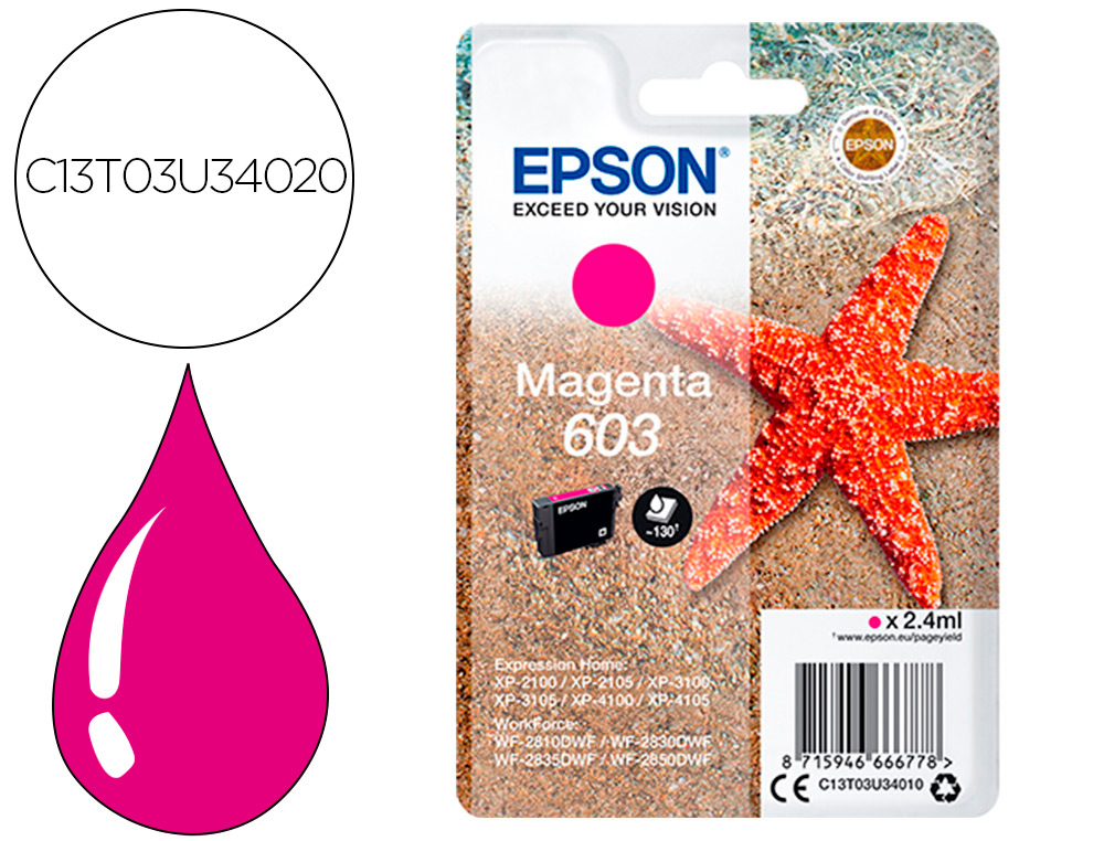 EPSON - Ink-jet magenta std estrella de mar 1 603 rf / am single (Ref. C13T03U34020)