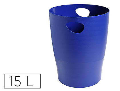 EXACOMPTA - Papelera plastico ecoblack azul 15 litros (Ref. 453104D)