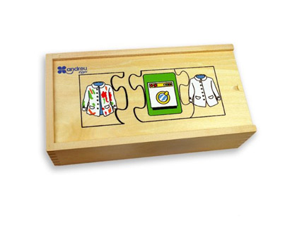 ANDREUTOYS - Puzzle madera secuencias temporales 10 puzzles 24x12x6,5 cm (Ref. 16160A)