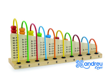 ANDREUTOYS - Juego abacus madera para sumar y restar 29x14,5x7,5 cm (Ref. 16362)