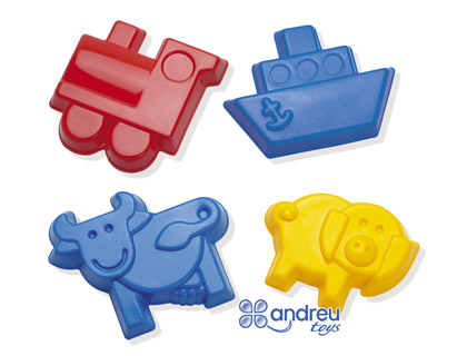 DANTOY - Juego moldes arena 4 modelos 12 cm caja de 32 unidades surtidas (Ref. 011245)