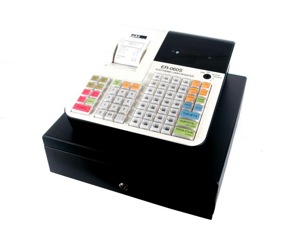 ECR - SAMPOS - Registradora ER-60 blanca 28 departamentos display vfd antireflejos conforme normativa factura (Ref. ER-060/S)