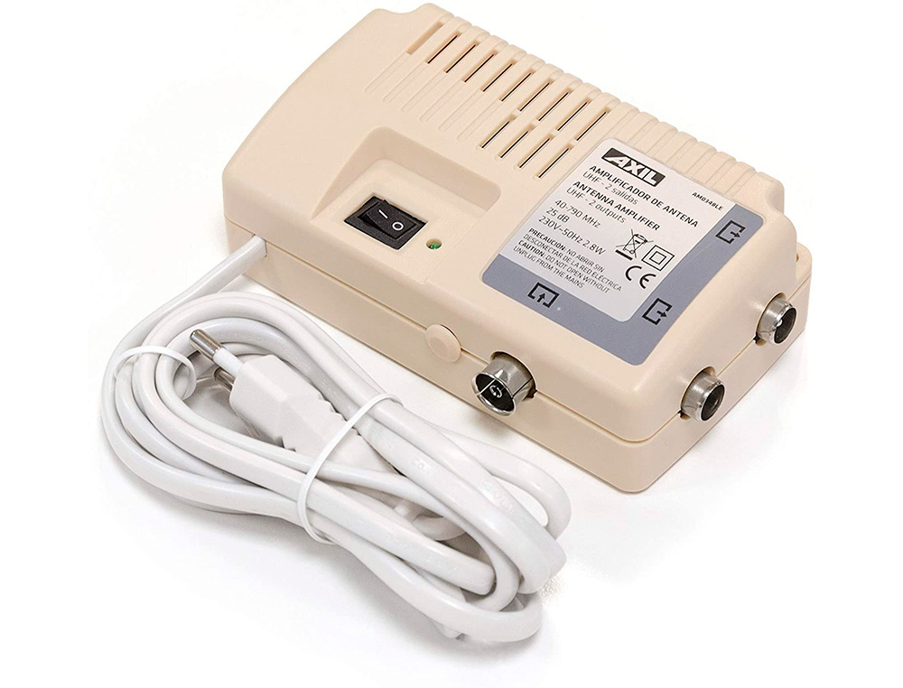 ENGEL - Amplificador de antena am0348e5 interior ganacia de 25db y 15db en vhf 2 salidas filtro lte 5g (Ref. AM0348E5)