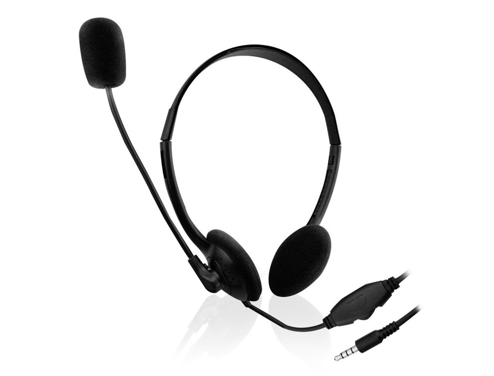 EWENT - Auricular diadema con microfono jack 3,5 mm longitud cable 1,8 mt (Ref. EW3567)