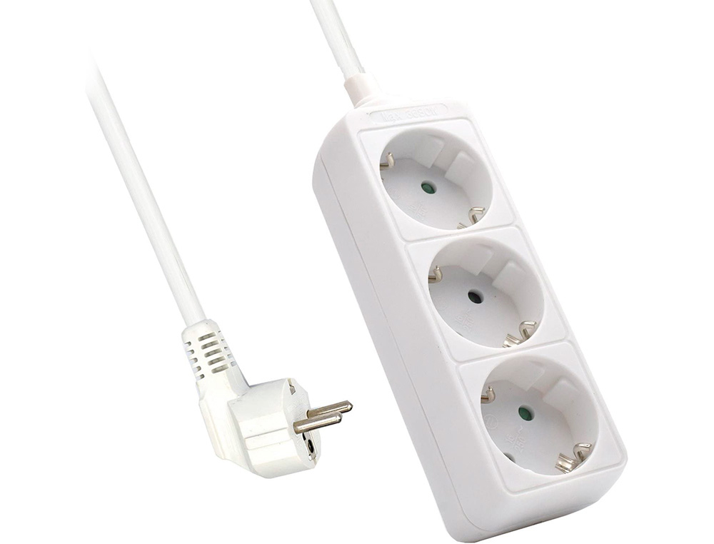 EWENT - Regleta 3 tomas ac longitud cable 1,5 mt color blanco (Ref. EW3958)