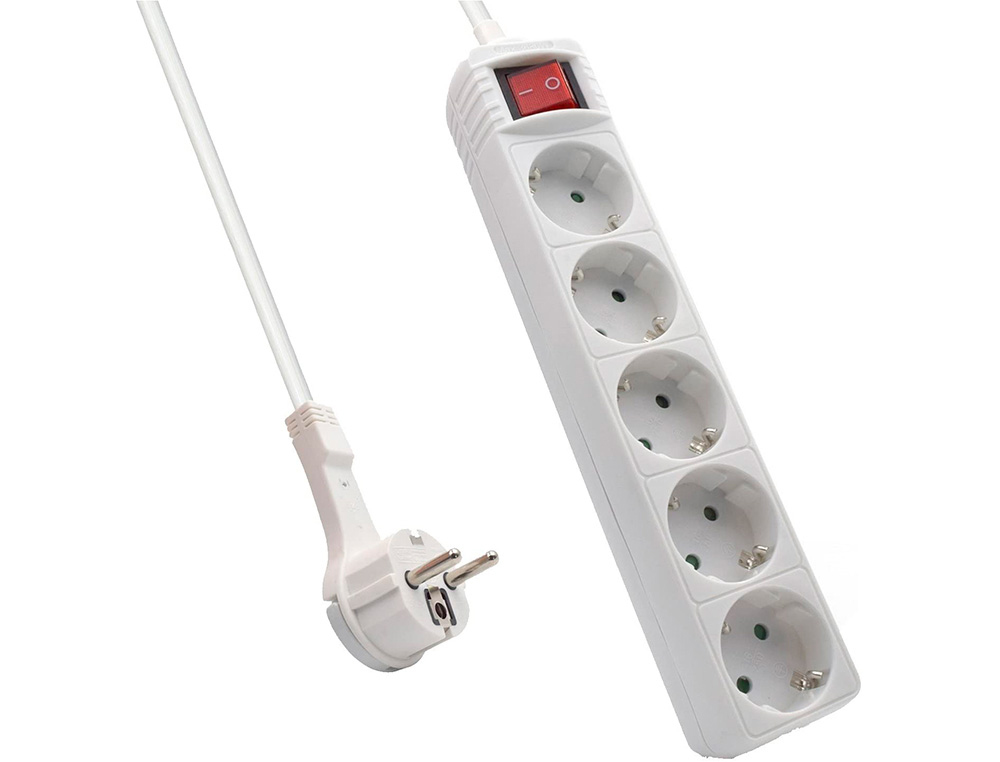 EWENT - Regleta 5 tomas ac con enchufe plano longitud cable 1,5 mt (Ref. EW3955)