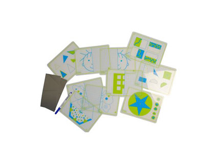 HENBEA - Juego fichas transparentes + espejos simetrias y formas 21x15 cm set 10 tarjetas + 2 espejos (Ref. 981)