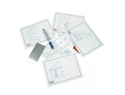 HENBEA - Juego tarjetas reutilizables imagina y completa plastico flexible con ilustraciones 21x15 cm (Ref. 737)