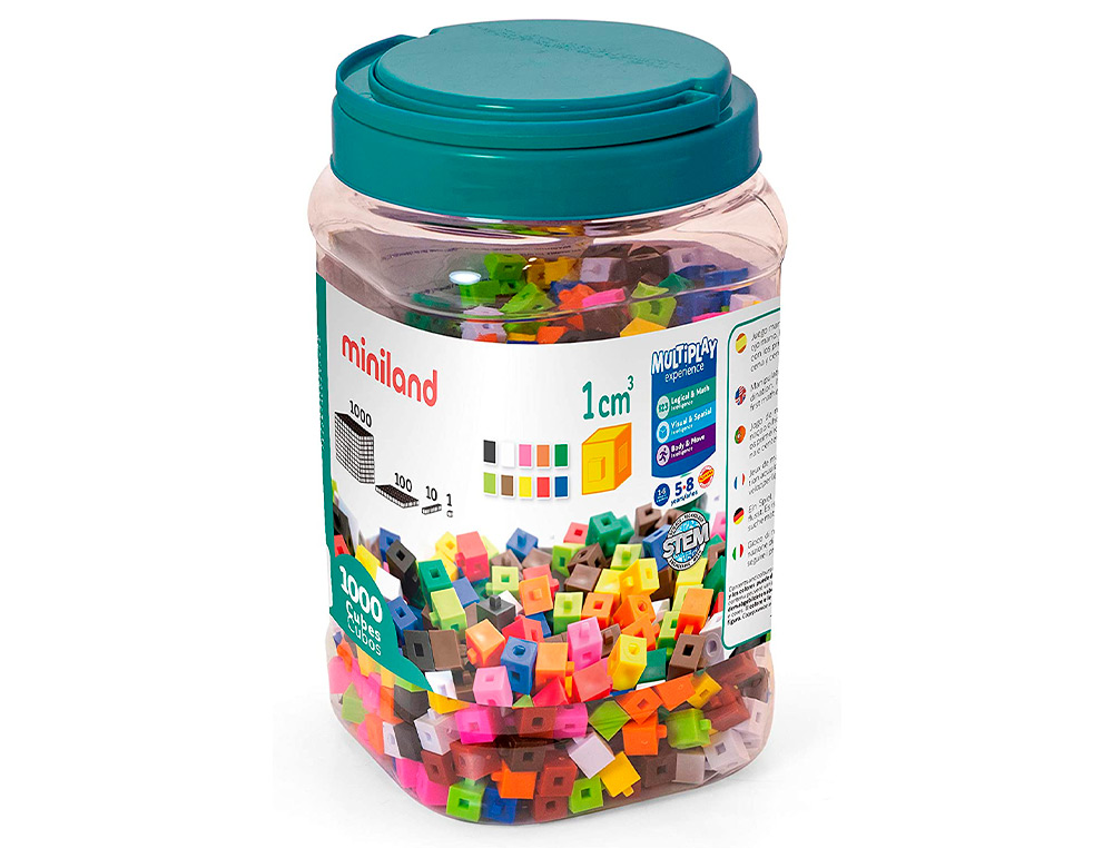 MINILAND - Juego surtido de 1000 cubos de 1 cm para apoyar conceptos matematicos 125x215x125 mm (Ref. 95211)