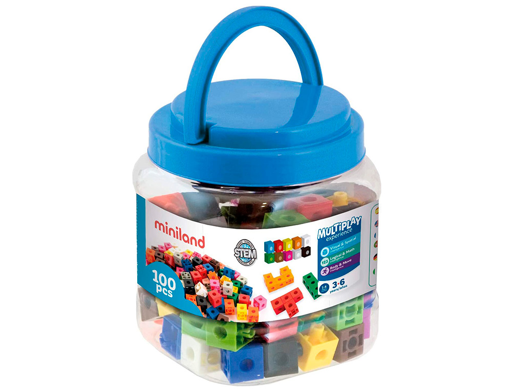 MINILAND - Juego 100 cubos de 2 cm para juegos matematicos 125x150x125 mm (Ref. 95210)