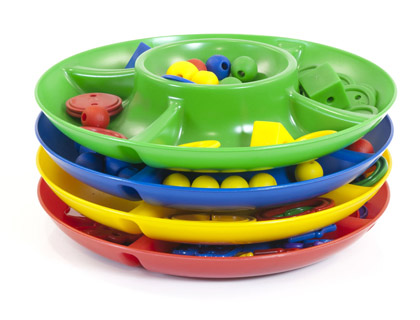 MINILAND - Juego bandeja clasificacion 5 compartimentos 26 cm diametro set de 4 bandejas (Ref. 27375)