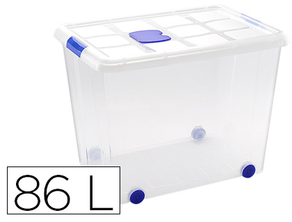 PLASTICFORTE - Contenedor plastico 86 litros n 8 transparente con tapa 470x620x450 mm (Ref. 11251)