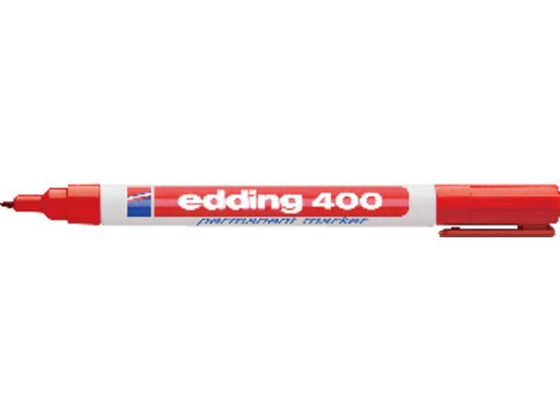 EDDING - 400 MARCADOR PERMANENTE BOLSILLO PUNTA REDONDA TRAZO 1 MM ROJO (Ref.400-02)