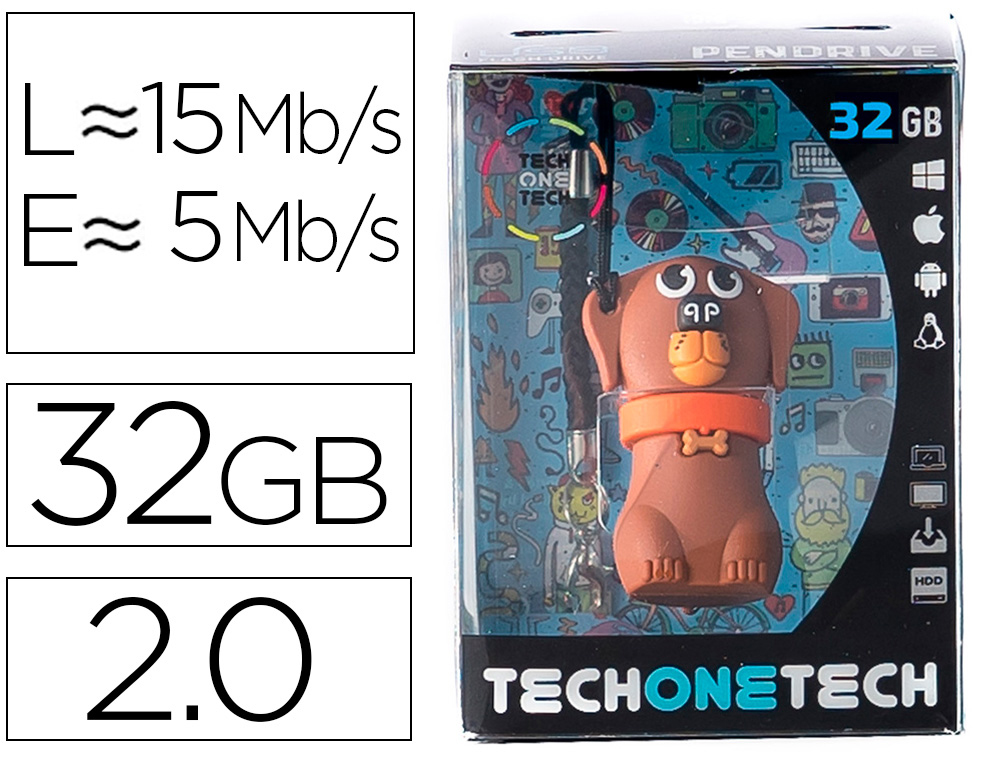 TECH ON TECH - Memoria usb dubby du el perro 32 gb (Ref. TEC5134-32)