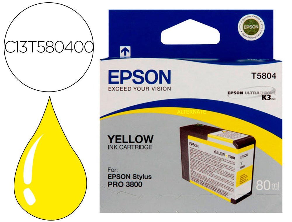 EPSON - Ink-jet stylus pro-3800/3880 amarilla (80ml) (Ref. C13T580400)