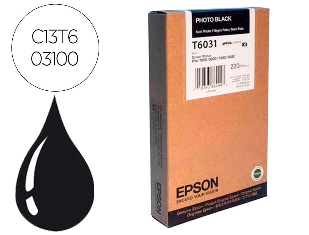 EPSON - Ink-jet gf stylus pro 7880/9880 negro photo (Ref. C13T603100)