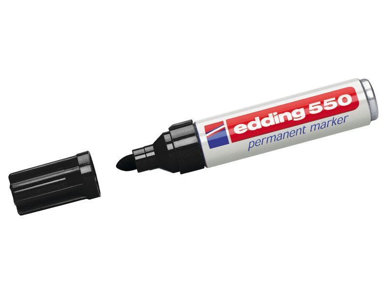 EDDING - 550 MARCADOR PERMANENTE PUNTA CONICA TRAZO 3-4 MM. RECARGABLE NEGRO (Ref.550-01)
