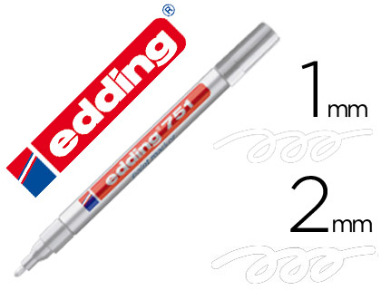 EDDING - Marcador especial 751 Trazo 1-2mm Punta Cónica Tinta opaca Blanco Superficies oscuras 751-49 (Ref.751-049)