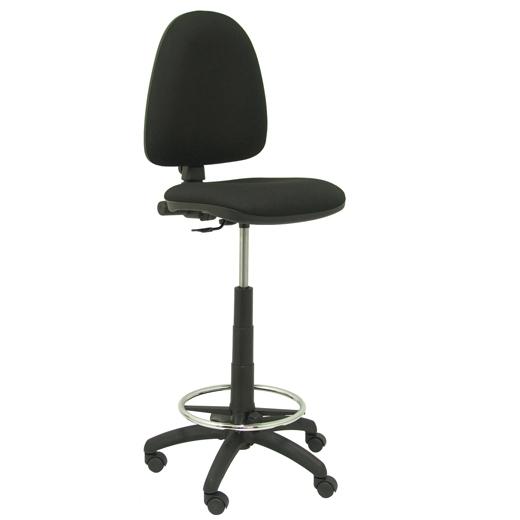 PIQUERAS Y CRESPO - TABURETE PATERNA 24 H GIRATORIO REGULABLE EN ALTURA REPOSAPIES CROMADO ASIENTO Y RESPALDO POLIURETANO INYECTADO NEGRO
 (Ref.T31)