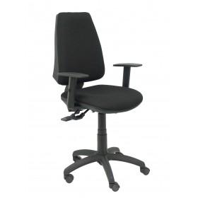 PIQUERAS Y CRESPO - SILLA ELCHE S BRAZOS REGULABLES MECANISMO SINCRO de DOBLE MANETA GRAN CONFORTABILIDAD REGULABLE EN ALTURA RUEDAS de NYLON ASIENTO Y RESPALDO TAPIZADO BALI NEGRO (Ref.14SBALI840B10)