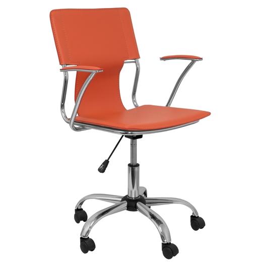 PIQUERAS Y CRESPO - SILLA BOGARRA BRAZOS FIJOS MECANISMO BASICO GIRATORIA 360º ASIENTO Y RESPALDO TAPIZADOS SIMILPIEL NARANJA (Ref.214NA)