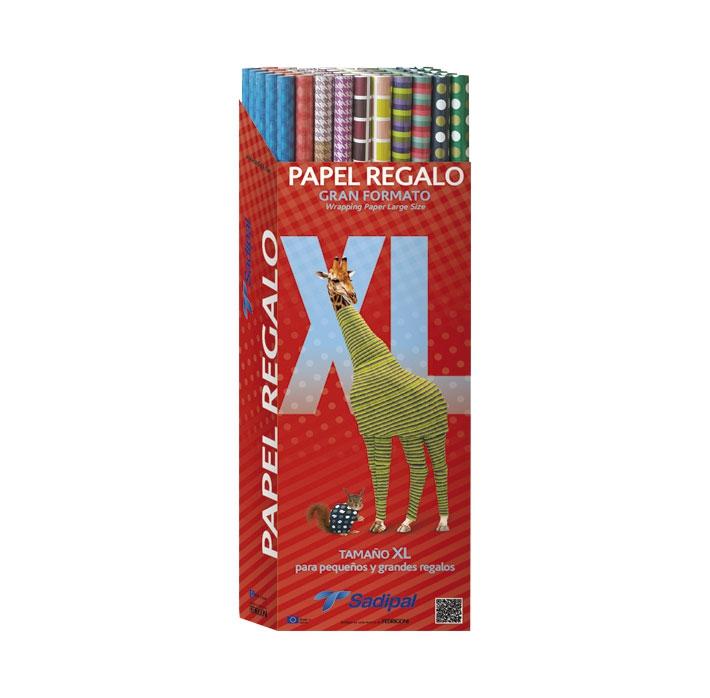 SADIPAL - PAPEL FANTASIA VERJURADO XL ROLLO 1X2 MT EXPOSITOR DE 50 UNIDADES SURTIDAS (Ref.11268)