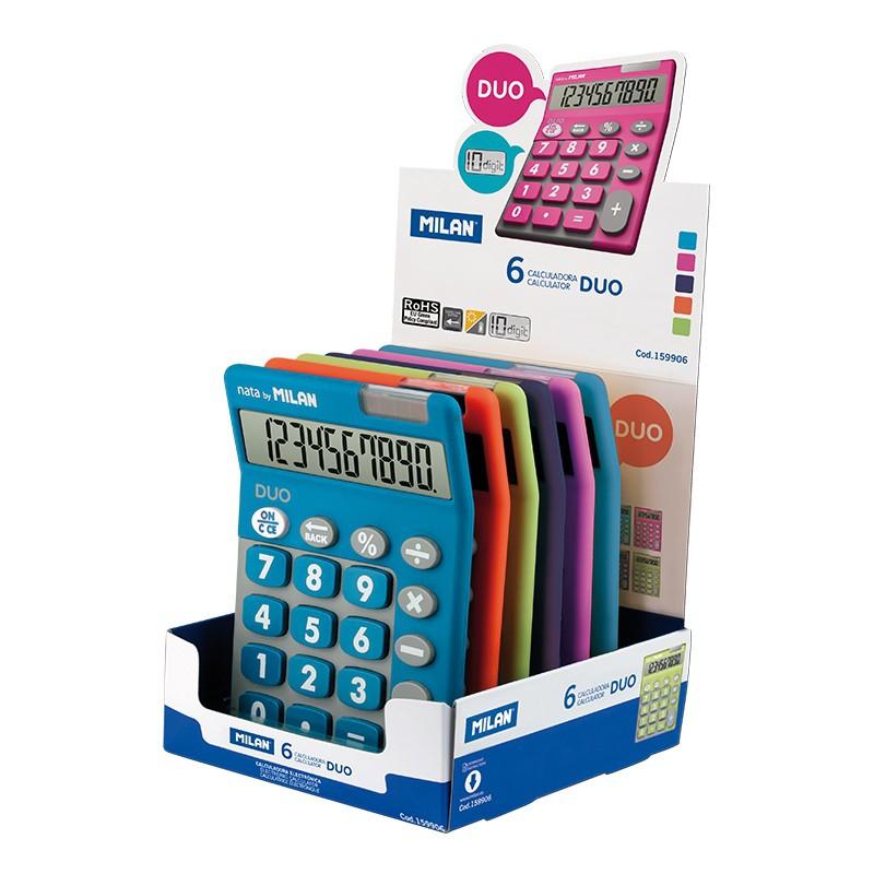 MILAN - CALCULADORA SOBREMESA 10 DIGITOS DUO SURTIDO EXPOSITOR de 6 (Ref.159906)