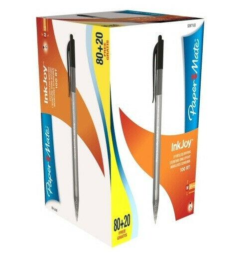PAPER MATE - INKJOY 100 BOLÍGRAFO RETRÁCTIL TRIANGULAR NEGRO CAJA DE 80+20 (Ref.S0977430)