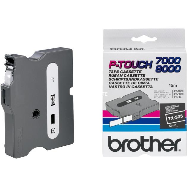BROTHER - CINTA ROTULADORA LAMINADA BLANCO SOBRE NEGRO DE 12MMX8M (Ref.TX-335)