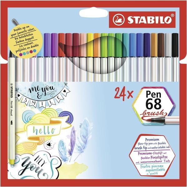 STABILO - ROTULADOR FIBRA PEN 68 BRUSH PUNTA PINCEL CAJA CARTON de 24 (Ref.568/24-211)