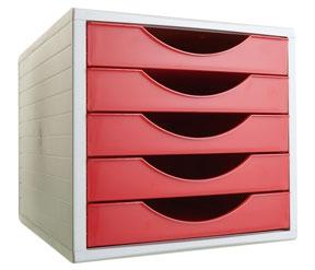 ARCHIVO 2000 - MODULO 5 CAJONES ARCHIVOTEC GRIS/ROJO (Ref.4005 RJ)