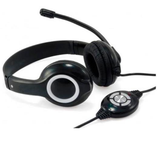 CONCEPTRONIC - AURICULARES NEGROS, BIAURALES, USB, MICRÓFONO FLEXIBLE,SONIDO ESTEREO, CABLE DE 2 METROS (Ref.CCHATSTARU2B)