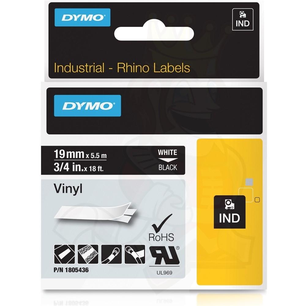 DYMO - CINTA de ROTULAR RHINO ID1 VINILO 5,5m 19mm BLANCO sobre NEGRO () (Ref.1805436)