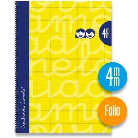 LAMELA - CUADERNO ESPIRAL 80 HOJAS FOLIO CUADRÍCULA 4X4 CON MARGEN AMARILLO -PAQUETE 5U- (Ref.7FTE004AM)