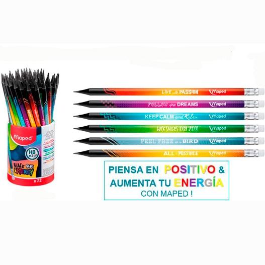 MAPED - LAPIZ de GRAFITO BLACK"PEPS ENERGY - HB BOTE DE 72 (Ref.852002)