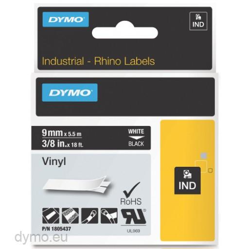 DYMO - RHINO CINTA ID1-9, BLANCO SOBRE NEGRO, 9MMX5´5M, VINILO (Ref.1805437)