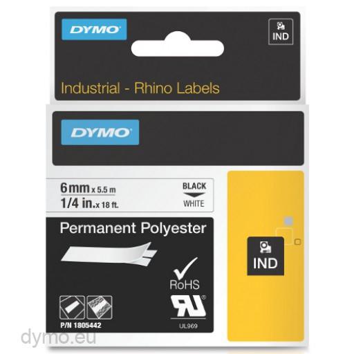 DYMO - RHINO CINTA ID1-6, NEGRO SOBRE BLANCO, 6MMX5´5M, POLIÉSTER (Ref.1805442)
