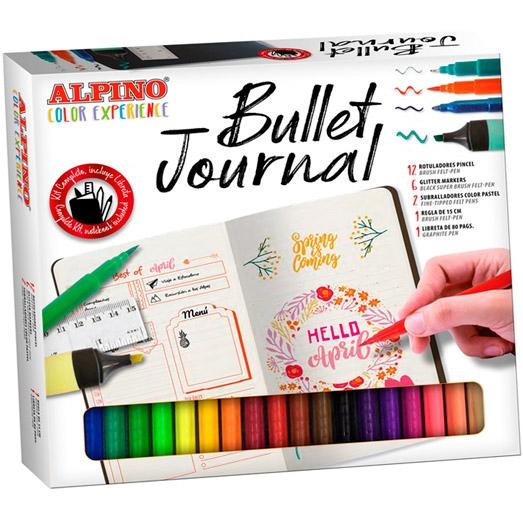 ALPINO - ROTULADOR FIBRA EXPERIENCE BULLET JOUNAL KIT de 22
12x rotuladores dual artist
 6x glitter markers
 2x subrayadores pastel
 1x regla + libreta (Ref.AR001010)