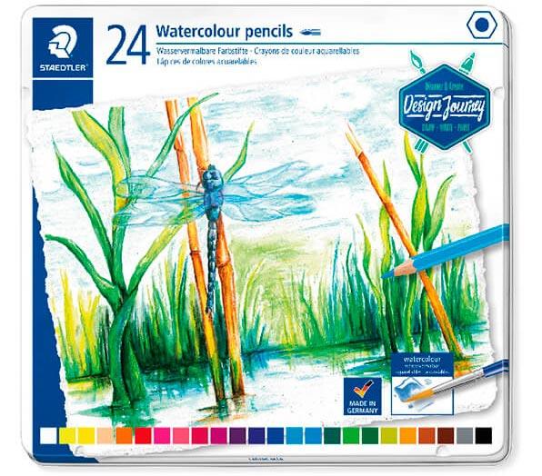STAEDTLER - LAPICES ACUARELABLES 146 DESIGN JOURNEY estuche METAL de 24 (Ref.14610C M24)