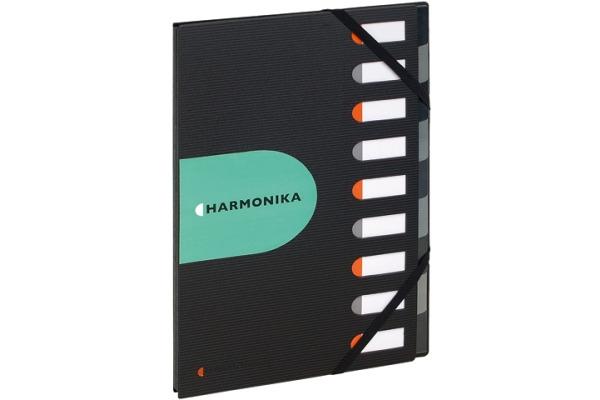 EXACOMPTA - CLASIFICADOR lomo FUELLE PP A4 9 SEPARAD. GOMAS NEGRO (Ref.55334E)