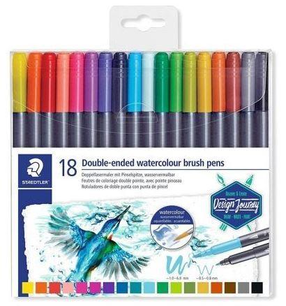 STAEDTLER - ROTULADOR FIBRA 3001 DESIGN JOURNEY DOBLE PUNTA ESTUCHE de 18 (Ref.3001 TB18)