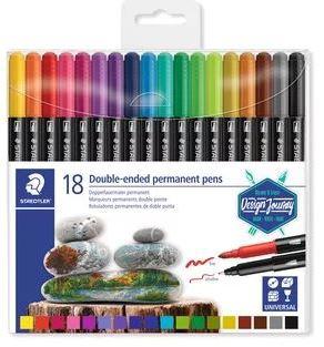 STAEDTLER - ROTULADOR PERMANENTE 3187 DESIGN JOURNEY DOBLE PUNTA ESTUCHE de 18 (Ref.3187 TB18)