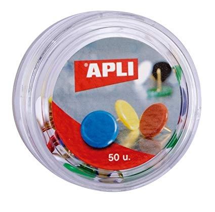 APLI - CHINCHETA PLASTIF. COLOR PLANA CAJA de 50 SURTIDAS (Ref.11733)