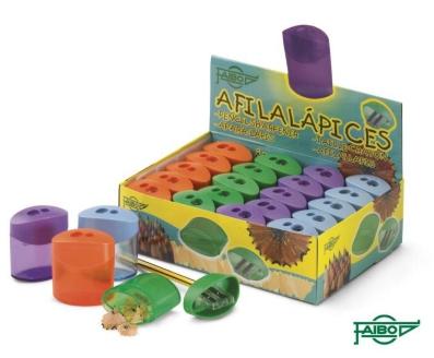 FAIBO - Sacapuntas/Afilalapices DOBLE CON DEPOSITO EXPOSITOR DE 20 (Ref.2102)