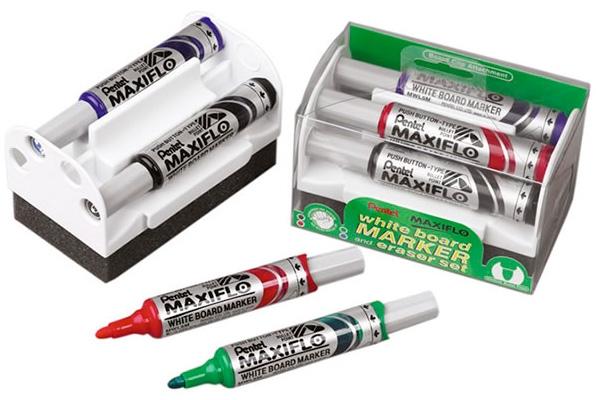PENTEL - MARCADOR PIZARRA MAXIFLO MWL5S CONICO 2 mm. SURTIDO SET de 4 (Ref.MWL5S-4N)
