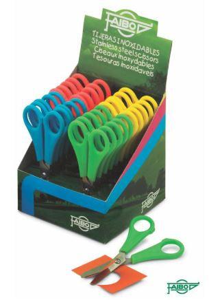 FAIBO - TIJERAS ESCOLARES 13 cm. EXPOSITOR de 20 (Ref.TE13E)