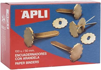 APLI - ENCUADERNADOR latonado Nº10 (50 mm) con ARANDELA CAJA de 100 (Ref.12288)